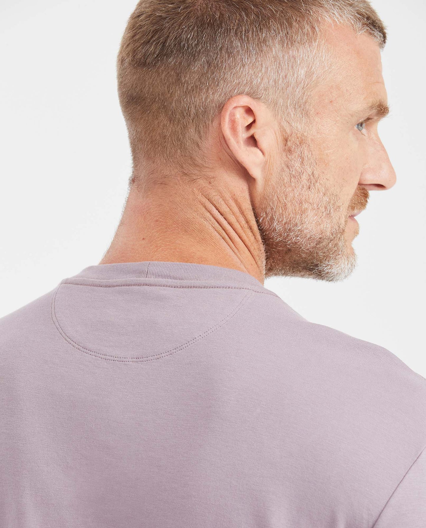 Men's Basic Slim Fit T-shirt with Round Neck in Double Knit Cotton - Purple - 5