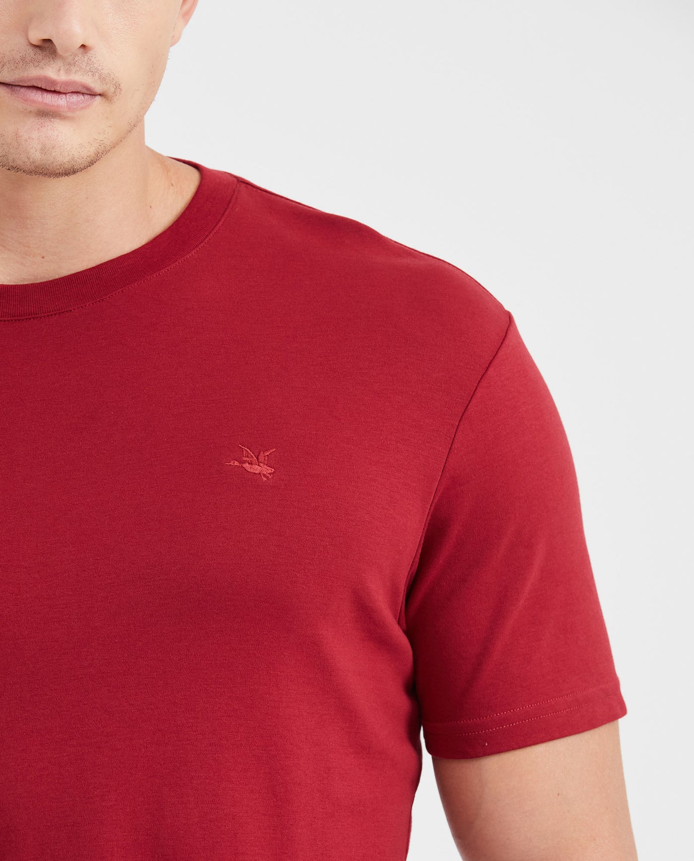 Camiseta Básica Slim Fit Cuello Redondo en Algodón Doble Punto para Hombre - Red 63_642G040_ROJ191650_4