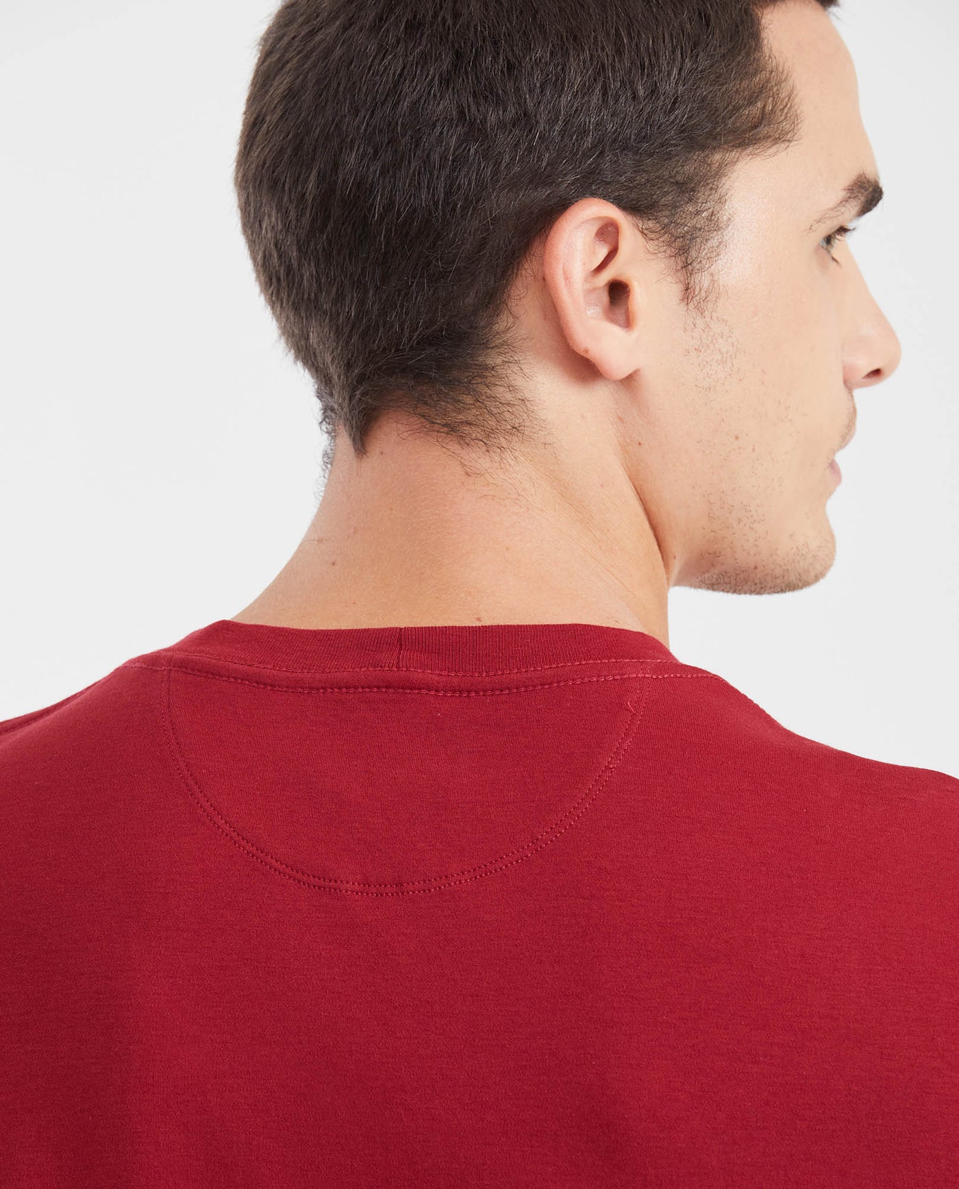 Camiseta Básica Slim Fit Cuello Redondo en Algodón Doble Punto para Hombre - Red 63_642G040_ROJ191650_5