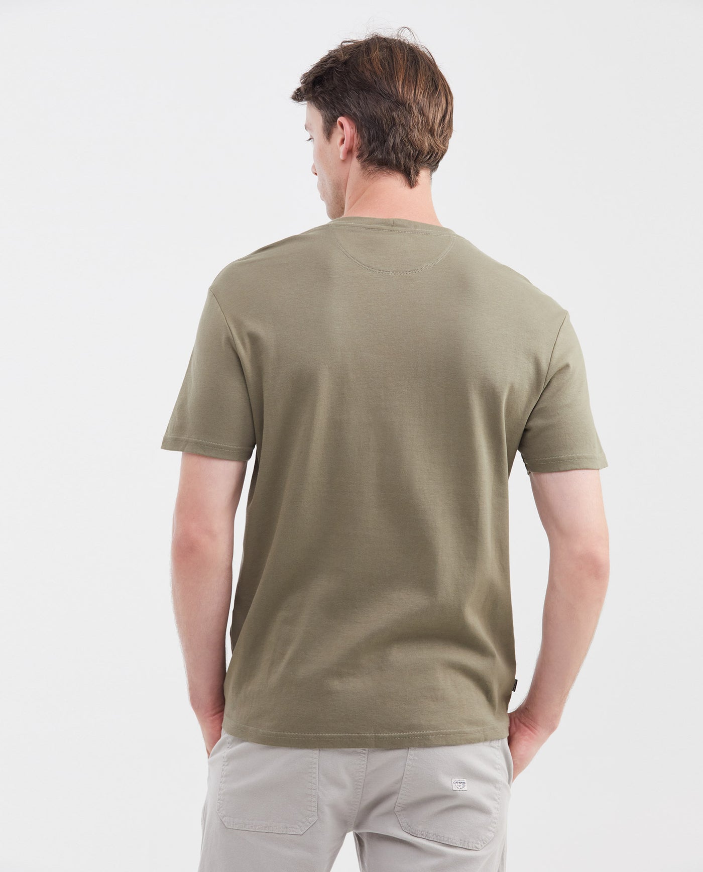 Camiseta Básica Slim Fit Cuello Redondo en Algodón Doble Punto para Hombre - Green 63_642G040_VER180521_6
