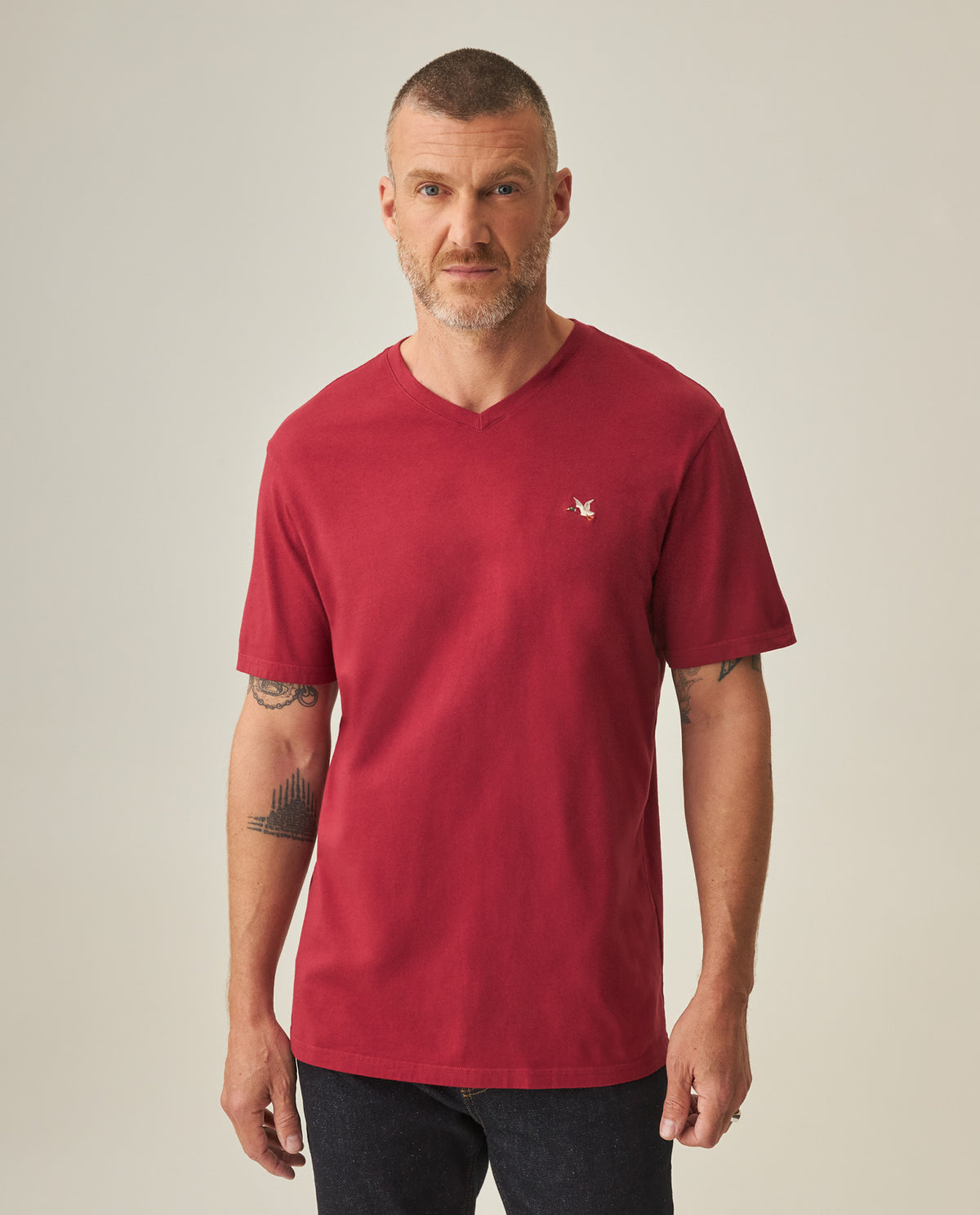Men´s Slim V-Neck T-shirt - Red 63_642H000_ROJ191652_0
