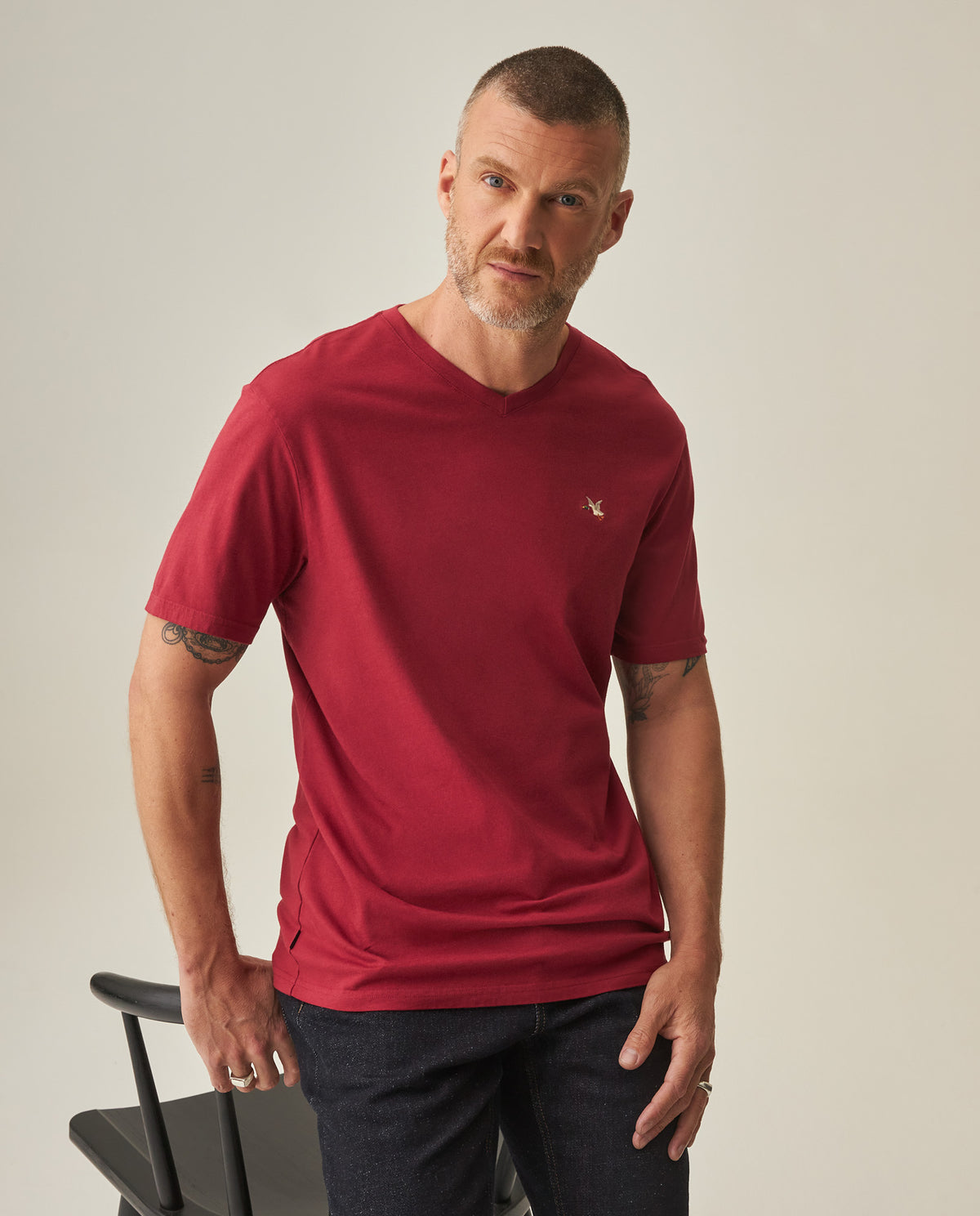 Men´s Slim V-Neck T-shirt - Red 63_642H000_ROJ191652_3