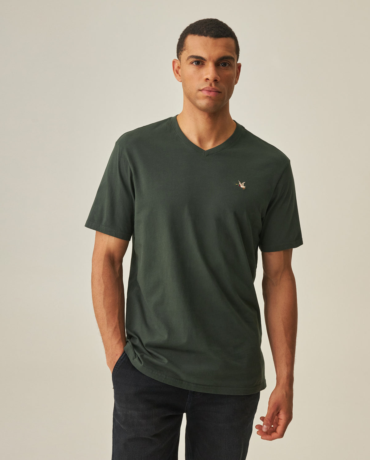 Men´s Slim V-Neck T-shirt - Green 63_642H000_VER195350_0