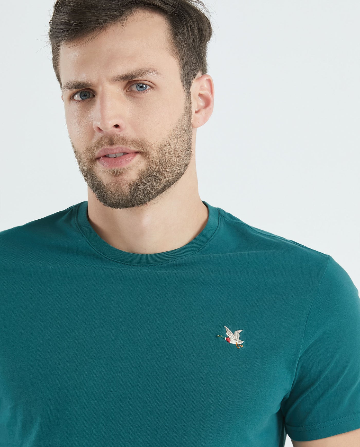 Men's Basic T-Shirt, Slim Fit Crew Neck - 100% Cotton - Green 649D001 - 4