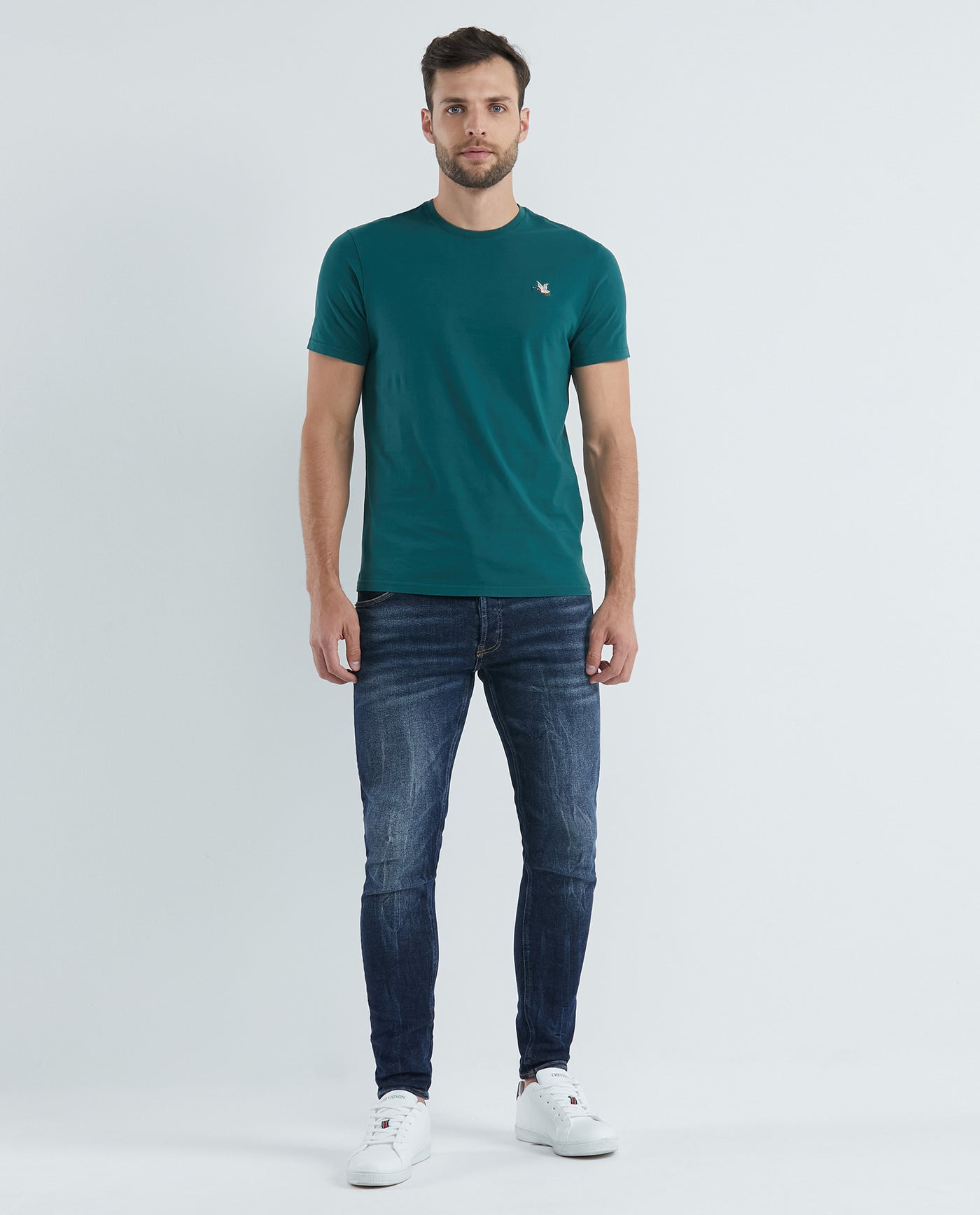Men's Basic T-Shirt, Slim Fit Crew Neck - 100% Cotton - Green 649D001 - 6