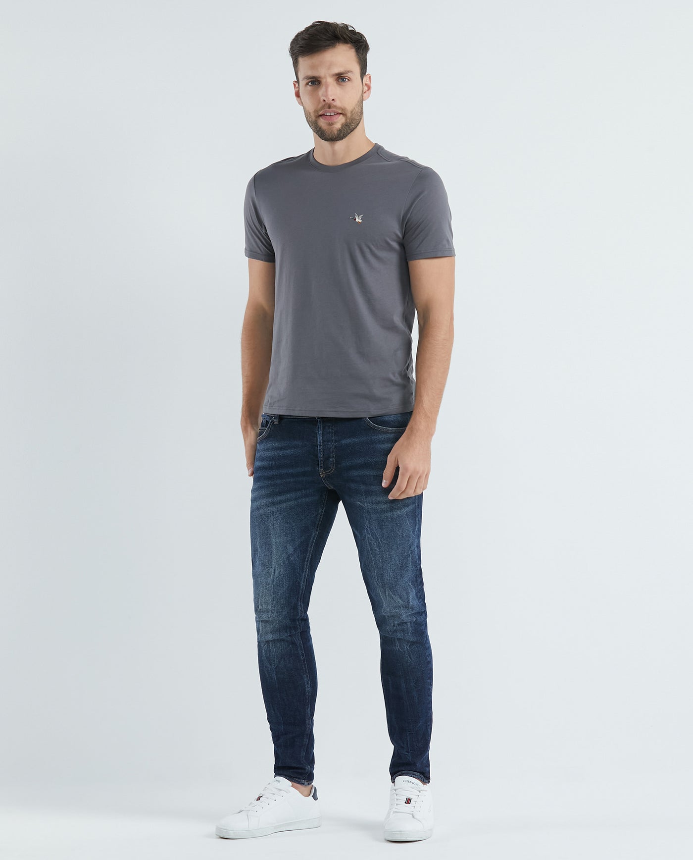Men's Slim Fit T-Shirt Color Duck Embroidery in Cotton - 6