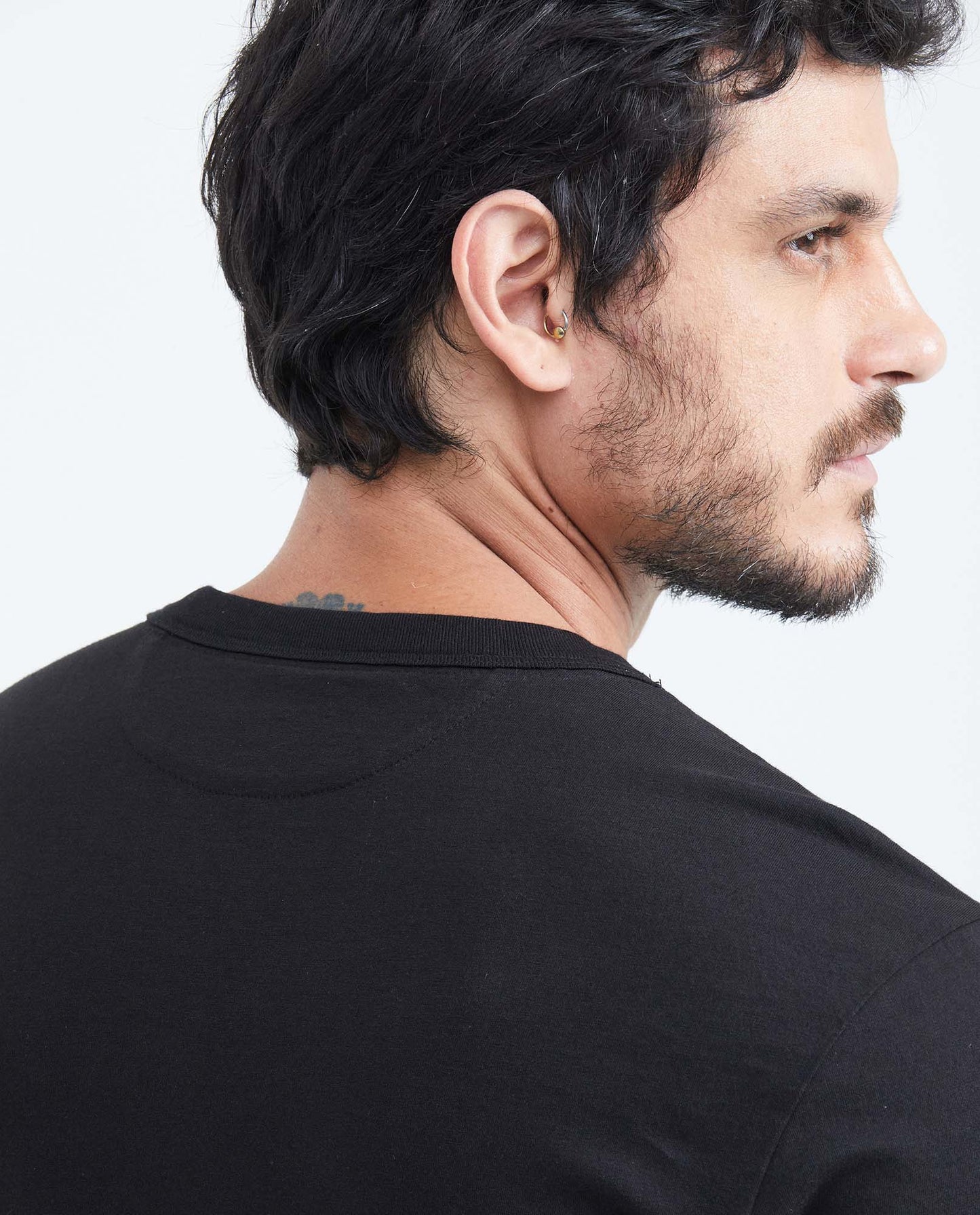 Men's Classic Fit Printed Crew Neck T-shirt - Black - 5