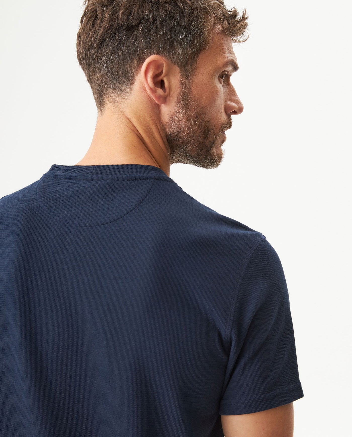 Men's Textured Slim Fit T-shirt in Cotton-Polyester Blend, Dockside - 6