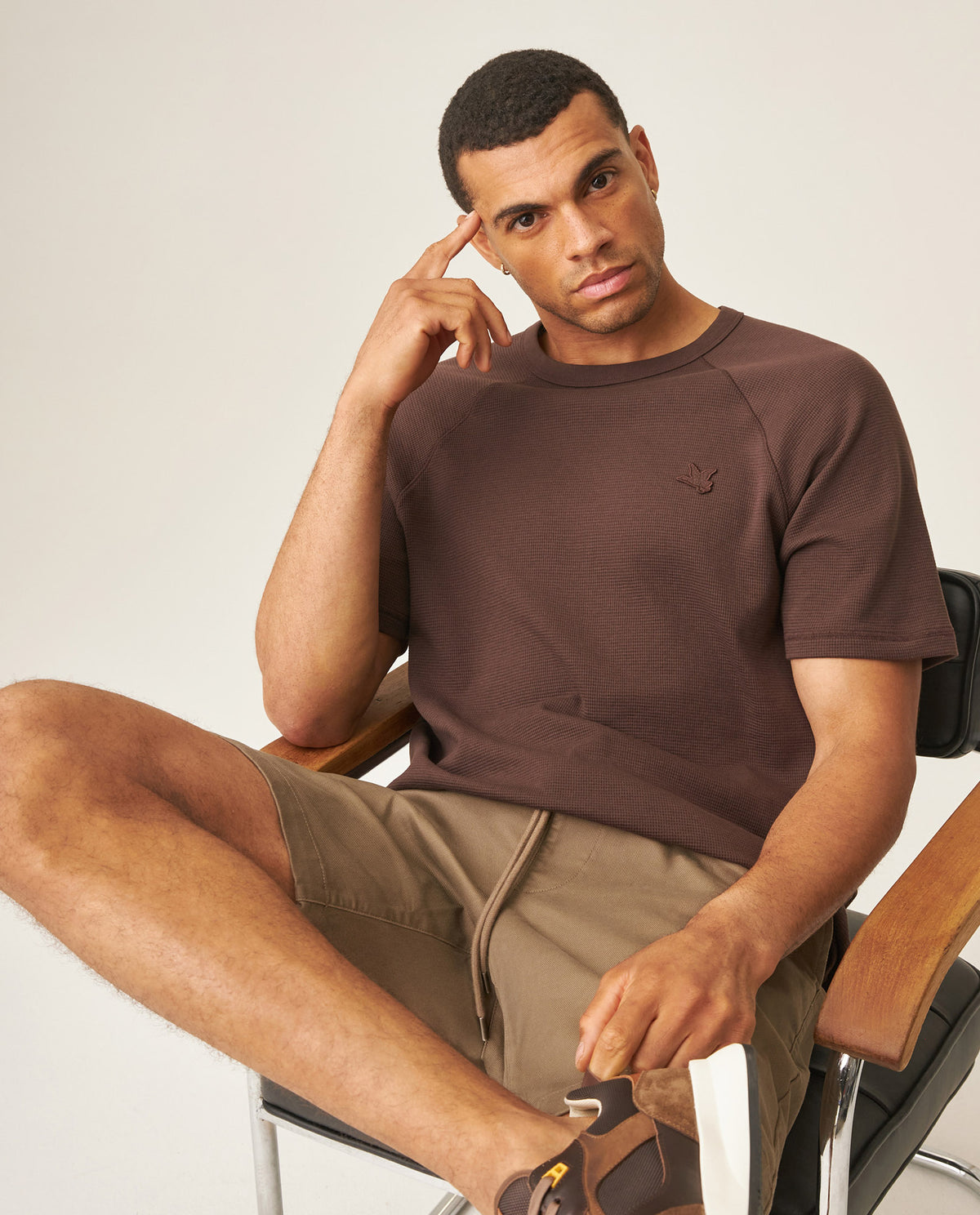 Men´s Waffle Texture Tee - Brown 63_649H009_CAF190915_0