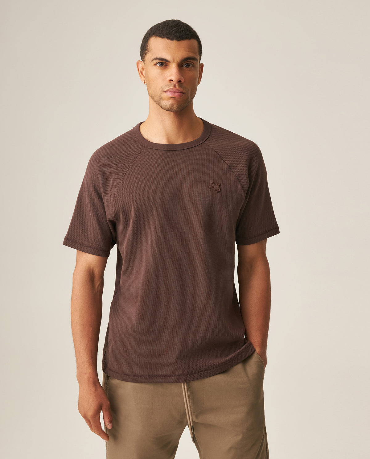 Men´s Waffle Texture Tee - Brown 63_649H009_CAF190915_3