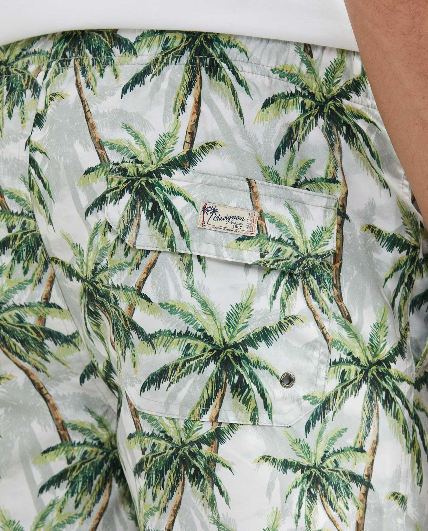 Men's Swim Trunks, Regular Fit - Palm Print - Green - 5