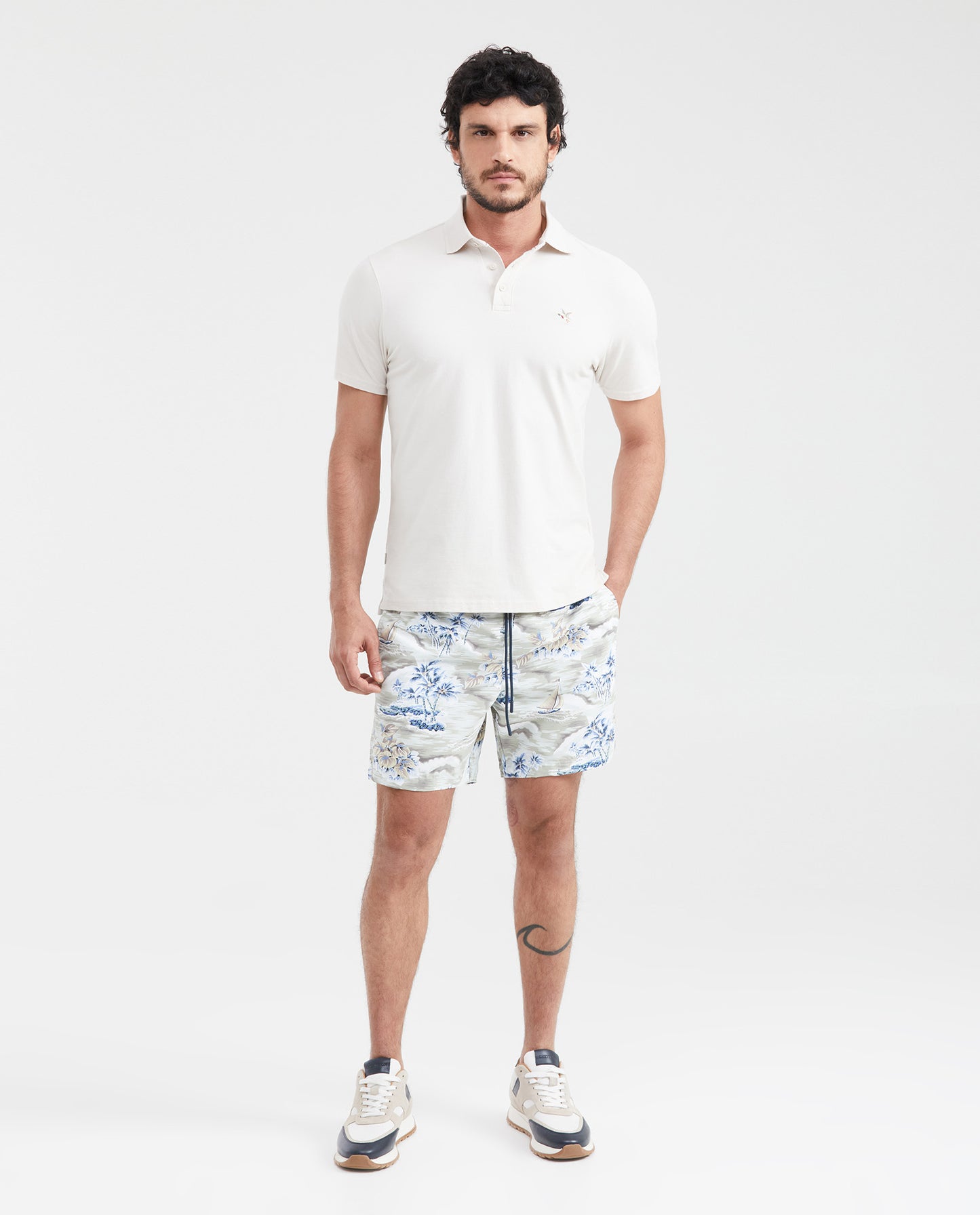 Men's Printed Swim Trunks - Gray - 6