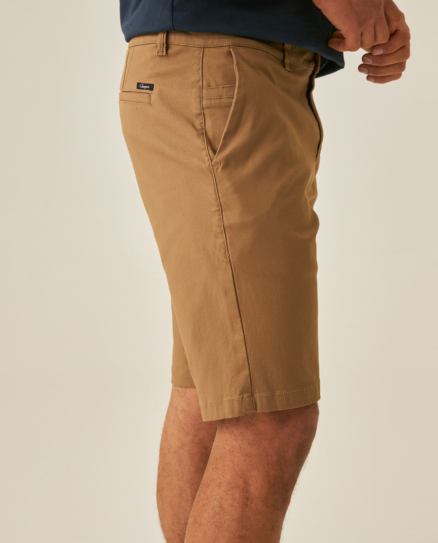 Mens Bermuda Shorts Chino Cotton Elastane Rear Piping Label Diagonal Pockets Casual-Smart - Brown 63_651H000_CAF181018_6