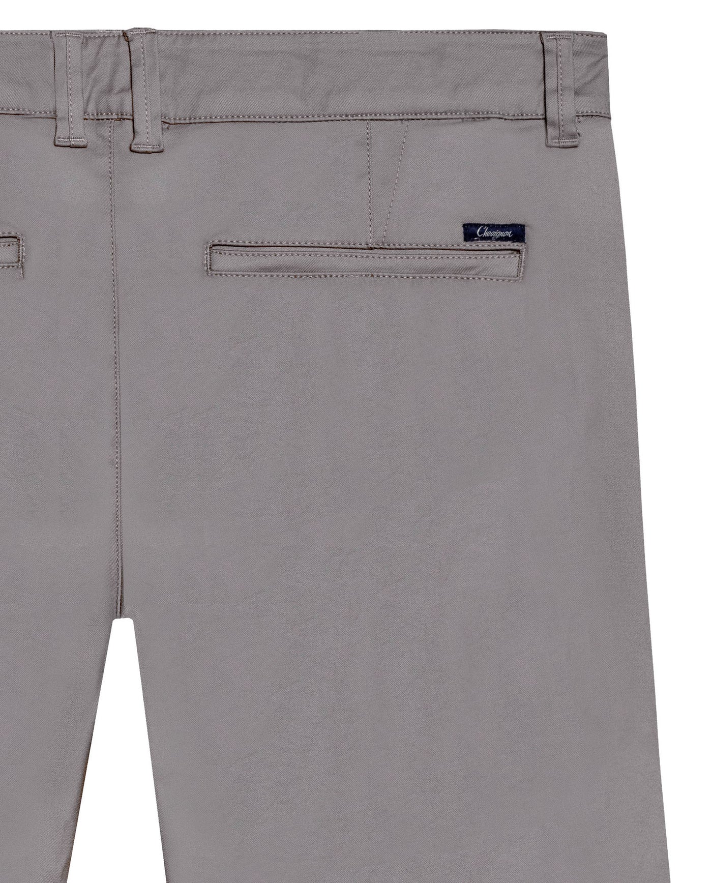 Mens Bermuda Shorts Chino Cotton Elastane Rear Piping Label Diagonal Pockets Casual-Smart - Gray 63_651H000_GRI175102_6