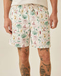 Men's Swim Trunks Printed Recycled Polyester Mini Tropical Print Adjustable Waist - Raw