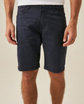 Men's Bermuda Shorts 5 Pocket Regular Fit Cotton Reserves Diagonal Pocket Embroidery - Blue