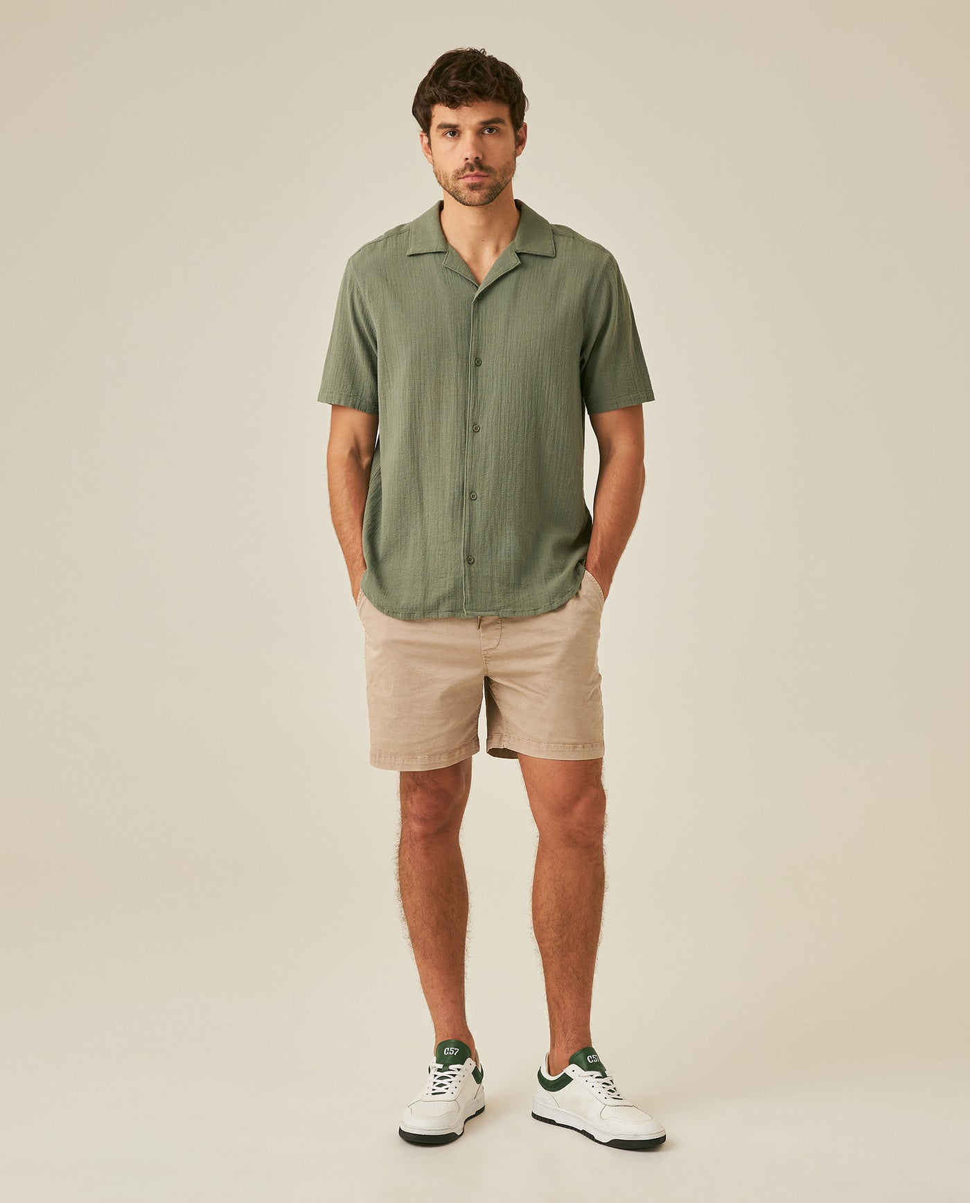 Mens Bermuda Shorts Elastic Waist Cotton Elastane Papery Touch Cool Sensation - Gray 63_651H006_GRI171112_4