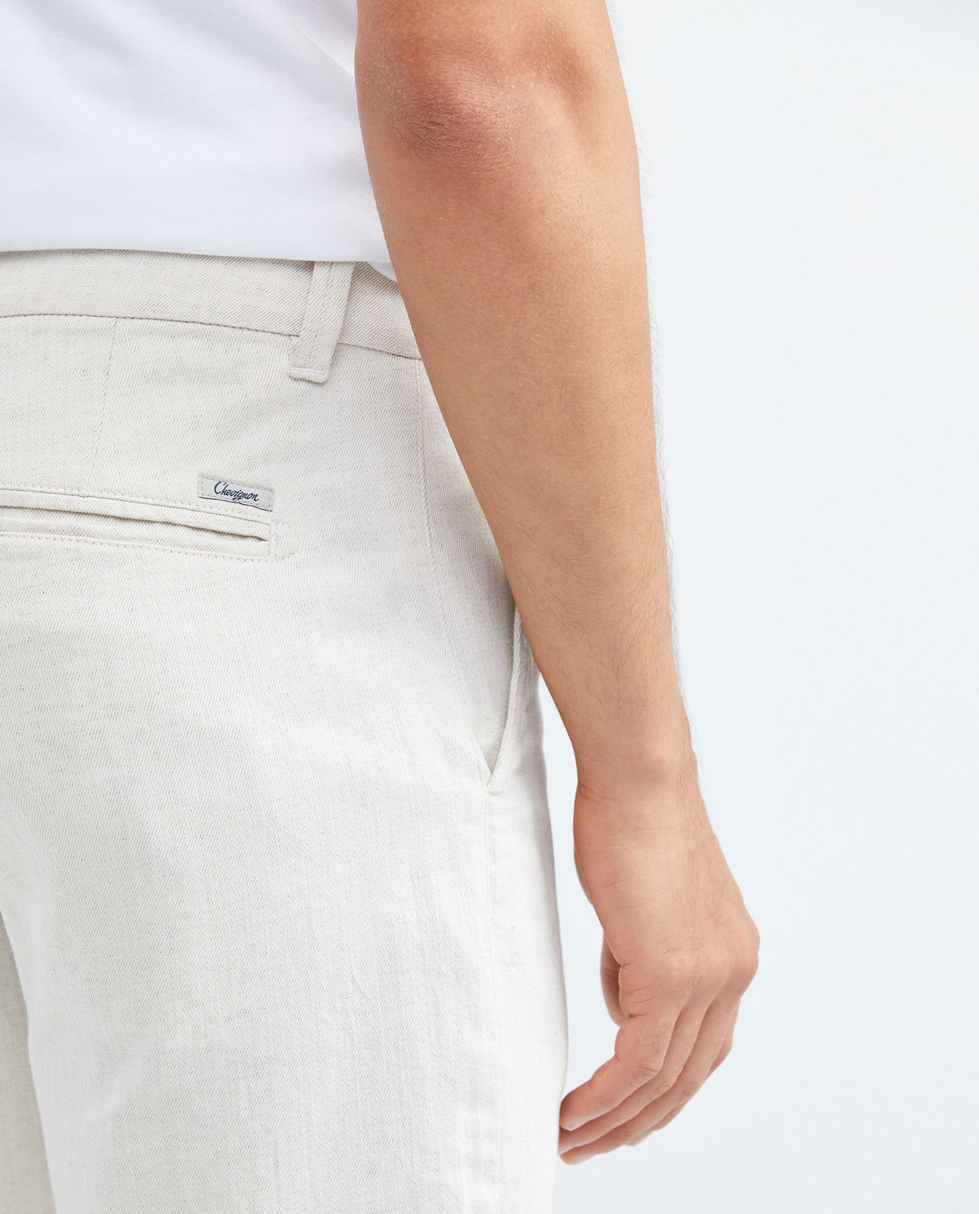 Men's Bermuda Shorts Linen-Viscose Blend Diagonal Pockets Back Piped - 6