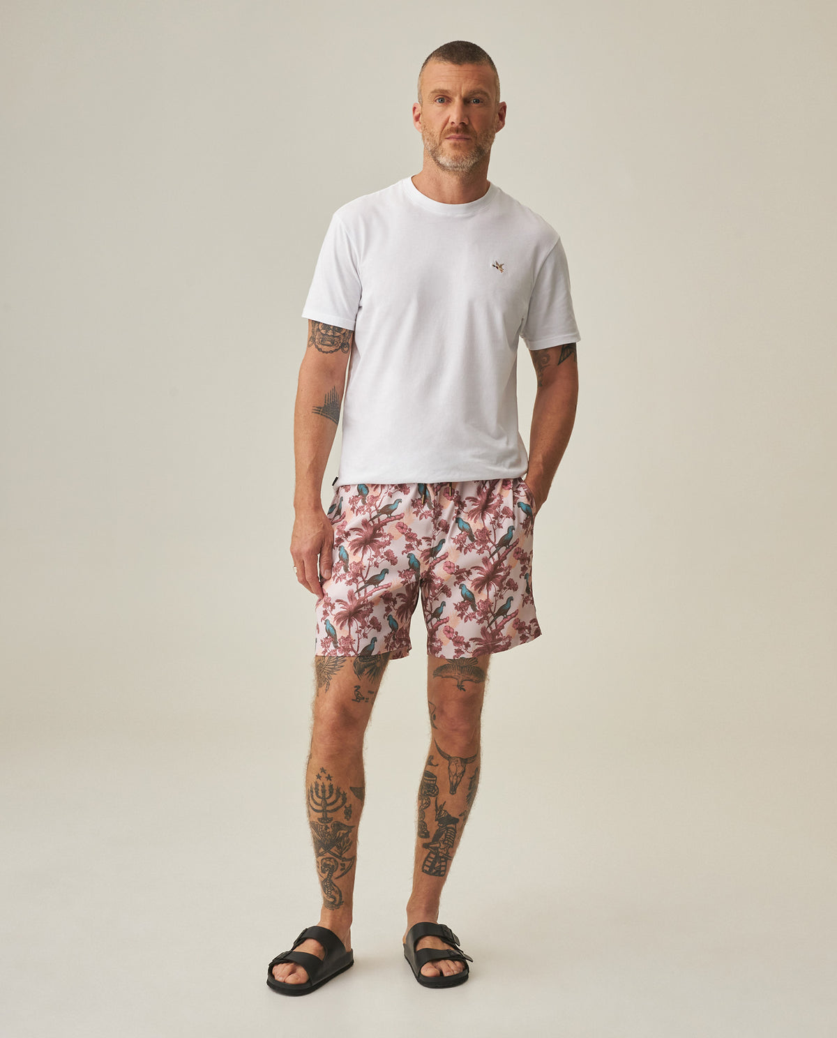 Men's Printed Swim Trunks - Pink 63_652H001_ROS131904_0