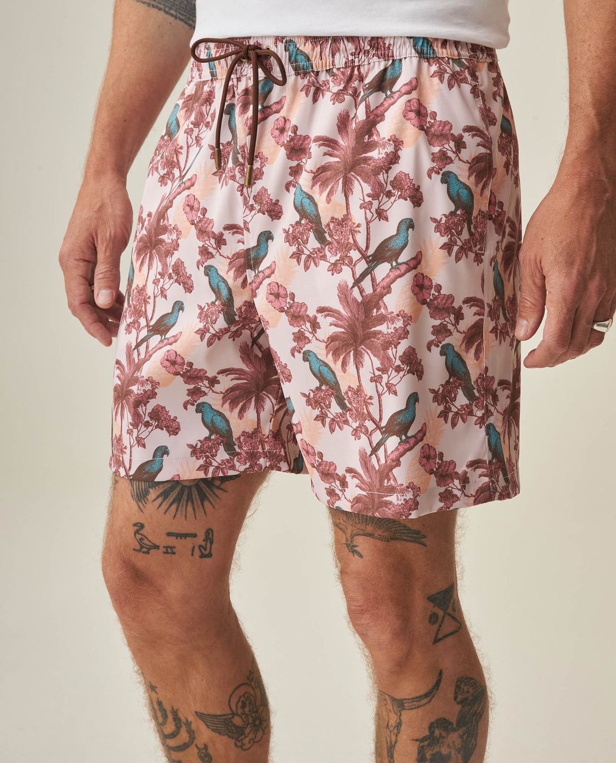 Men's Printed Swim Trunks - Pink 63_652H001_ROS131904_5