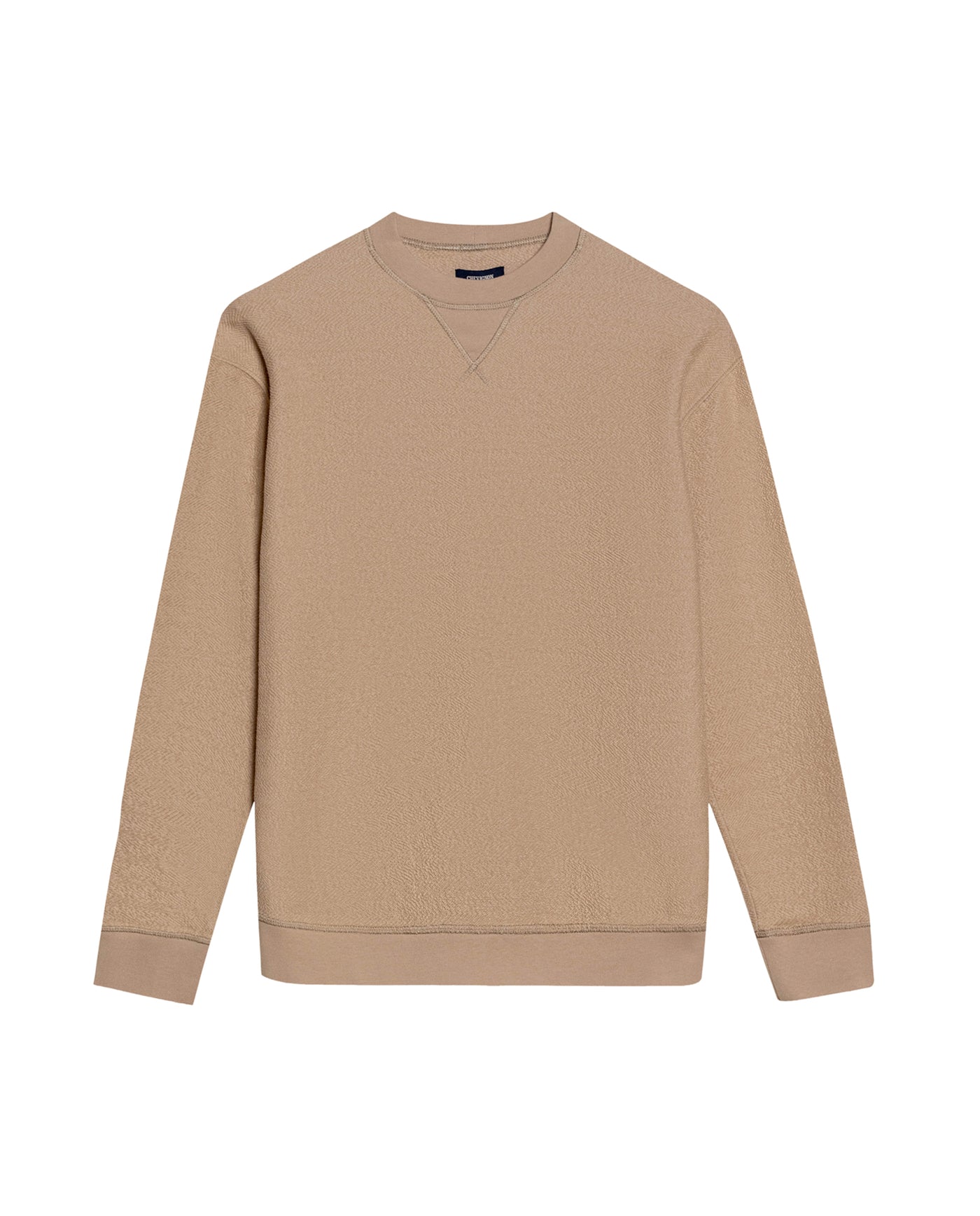 Mens Sweatshirt Crewneck Cotton Elastane Herringbone Texture Complementary Collar Fabric Embroidered Duck - Beige 63_681H002_BEI151214_3