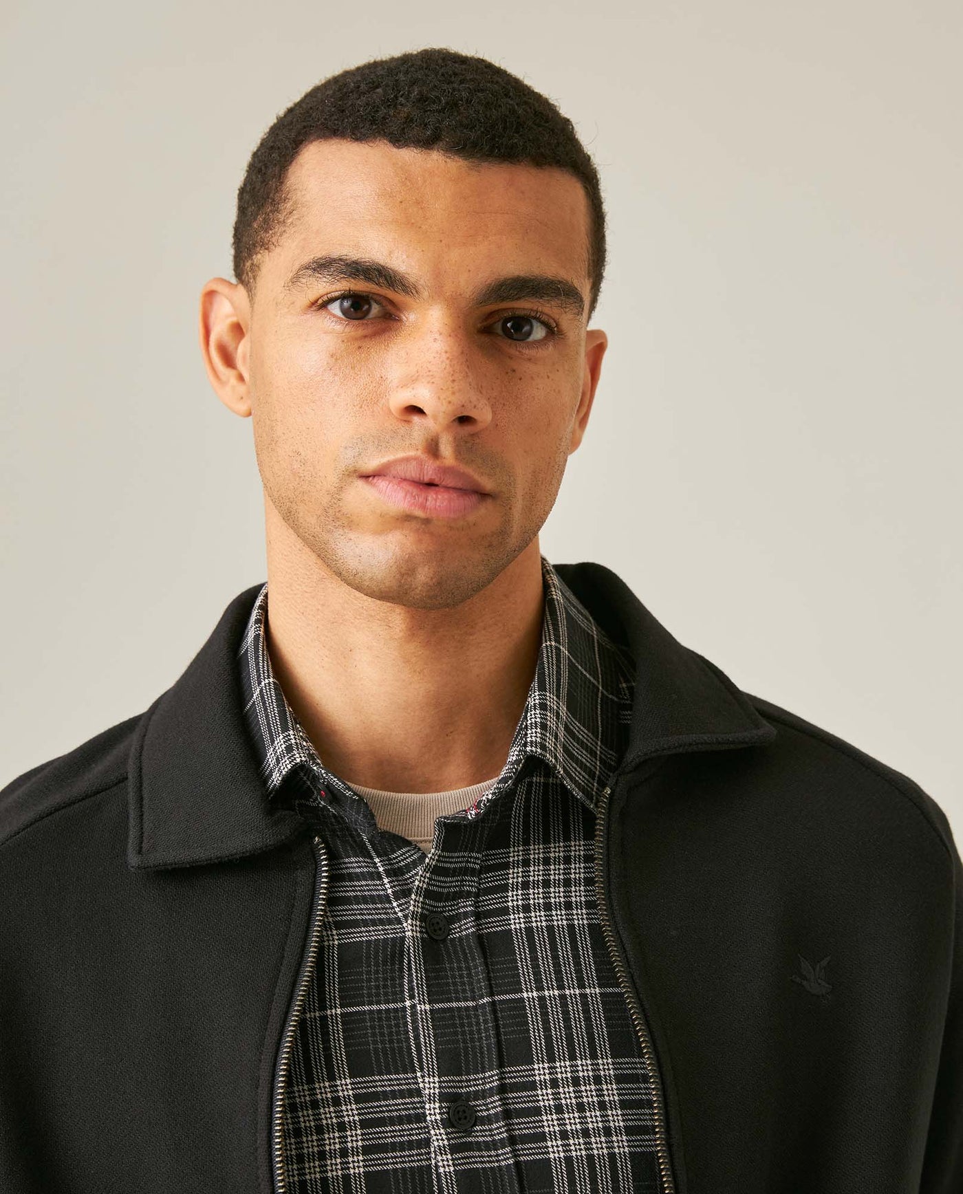 Mens Cotton Zip-Up Jacket - Black 63_681H005_NEG194007_5