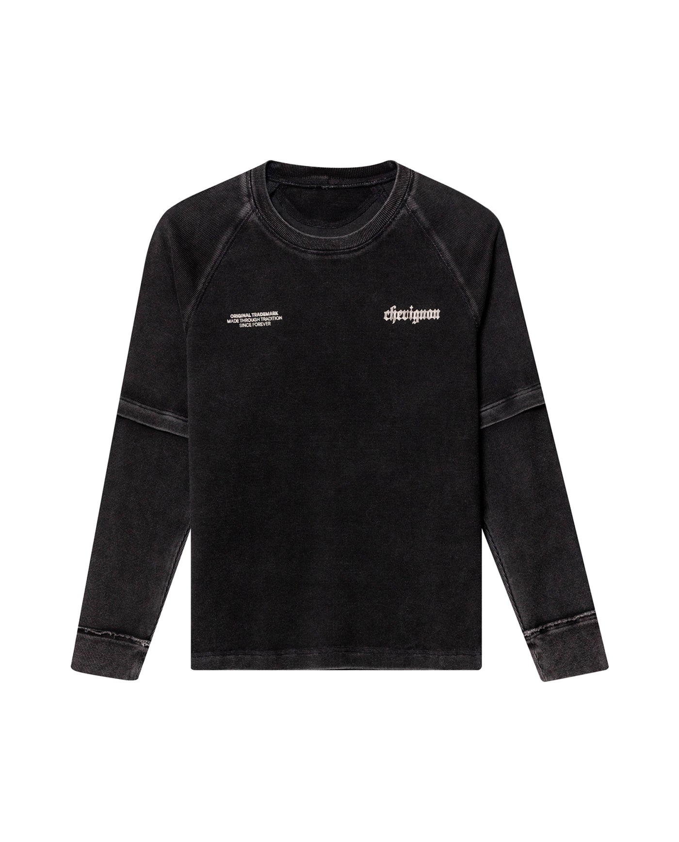 Mens Double-Layer Textured Sweatshirt - Special Collection - Black 63_682H201_NEG194007_4