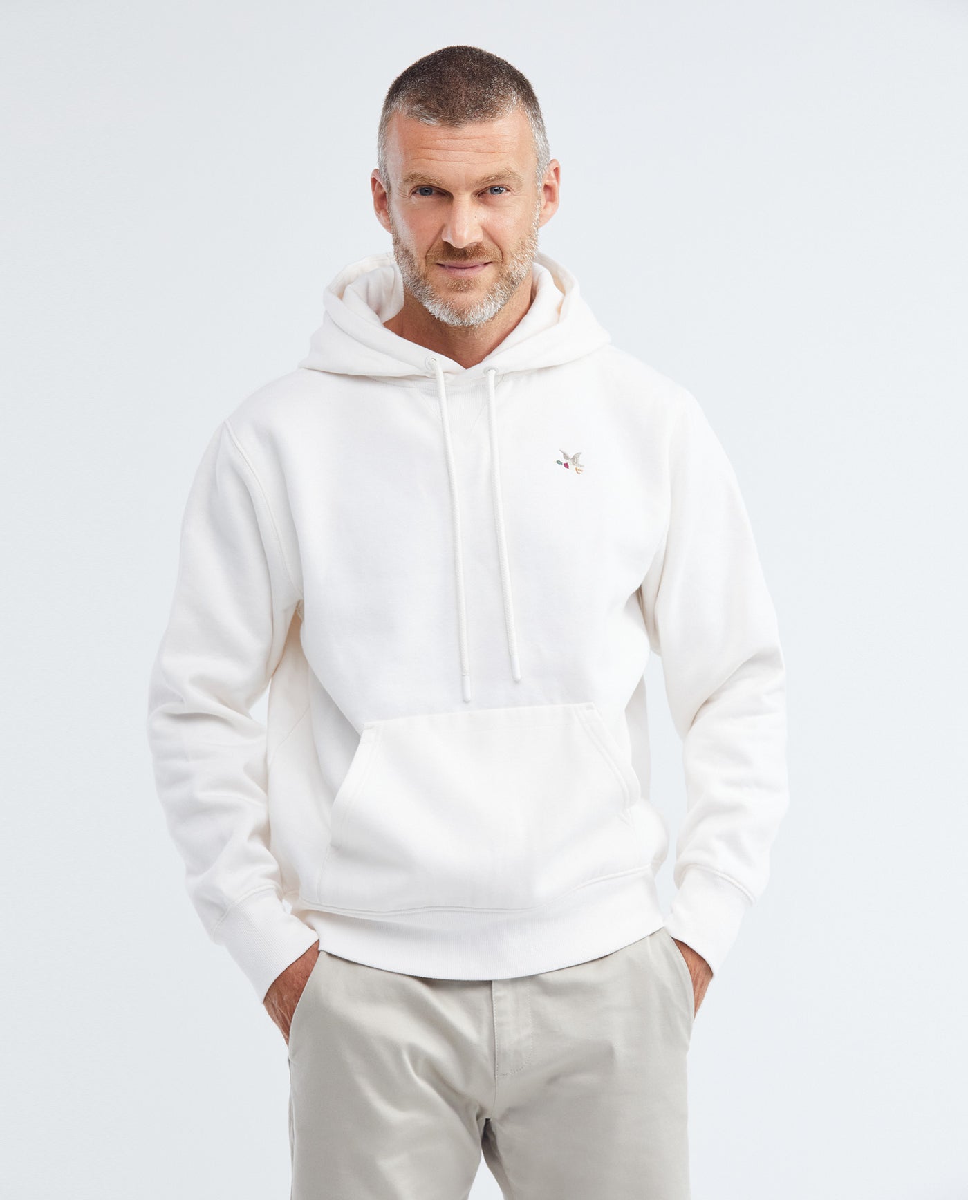 Men's France Hoodie Duck Embroidery Drawstring Cotton-Polyester - 1
