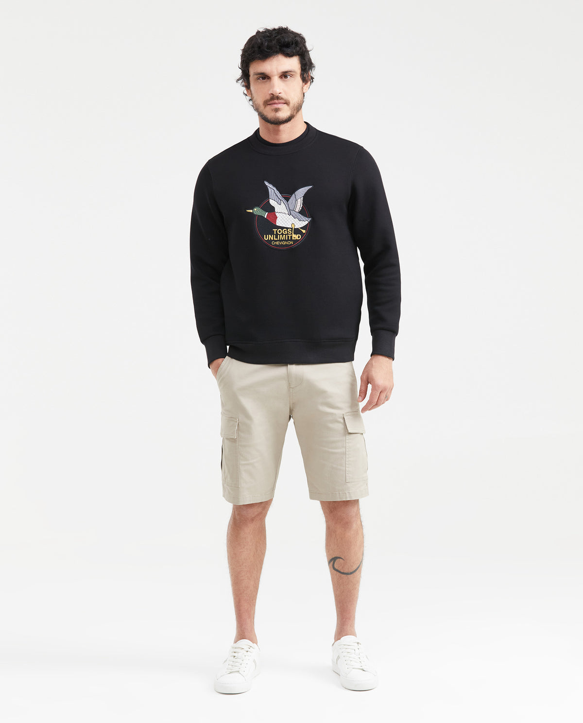 Men's Crew Neck Sweatshirt Chevignon Duck Patch in Polyester-Cotton Blend - 5