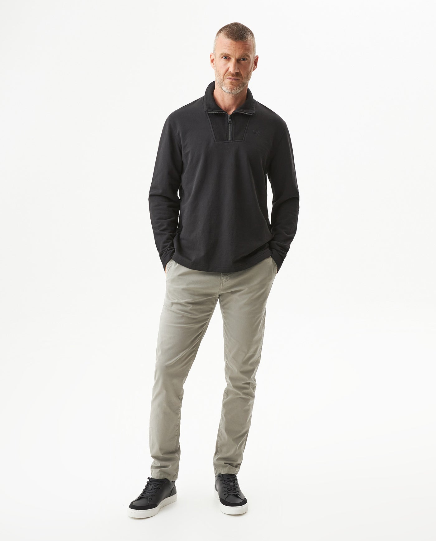 Men's Half-Zip Sweatshirt in Cotton-Polyester Blend Nocturne 63_689G001_NEG194007_4