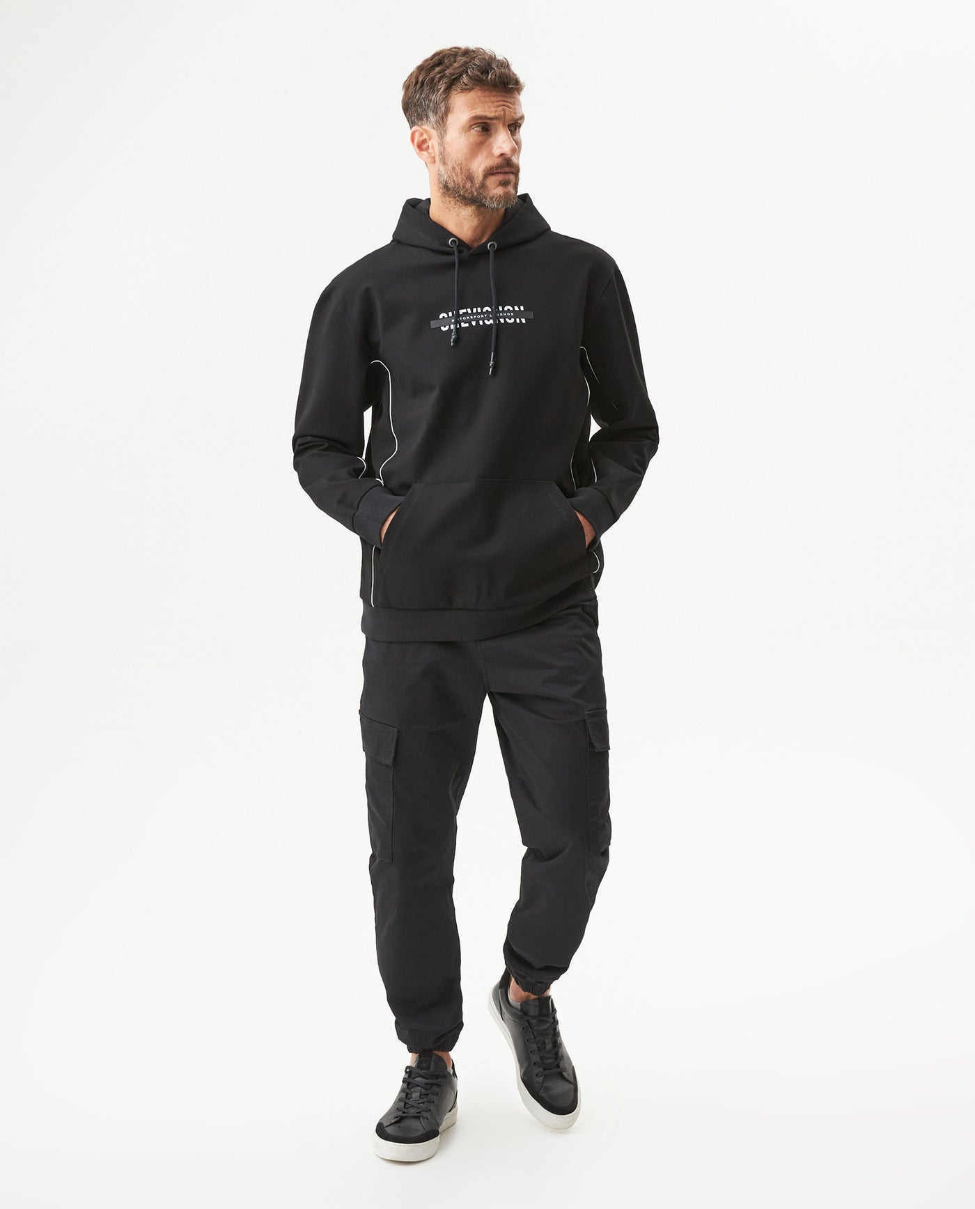 Men's Racing Hooded Sweatshirt in Rayon-Nylon Stretch Blend Coordinates 63_689G900_NEG194007_4