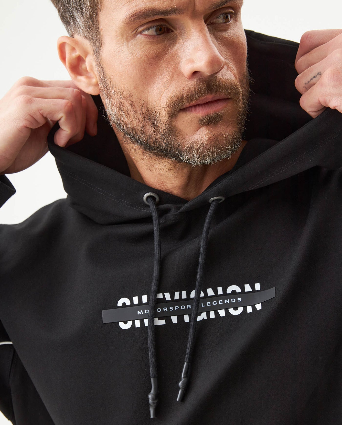 Men's Racing Hooded Sweatshirt in Rayon-Nylon Stretch Blend Coordinates 63_689G900_NEG194007_5