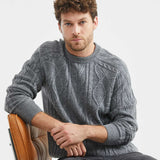 CABLE KNIT SWEATER IN GRAY