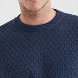 COTTON JACQUARD KNIT SWEATER IN BLUE