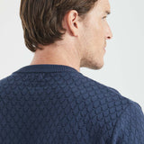 COTTON JACQUARD KNIT SWEATER IN BLUE