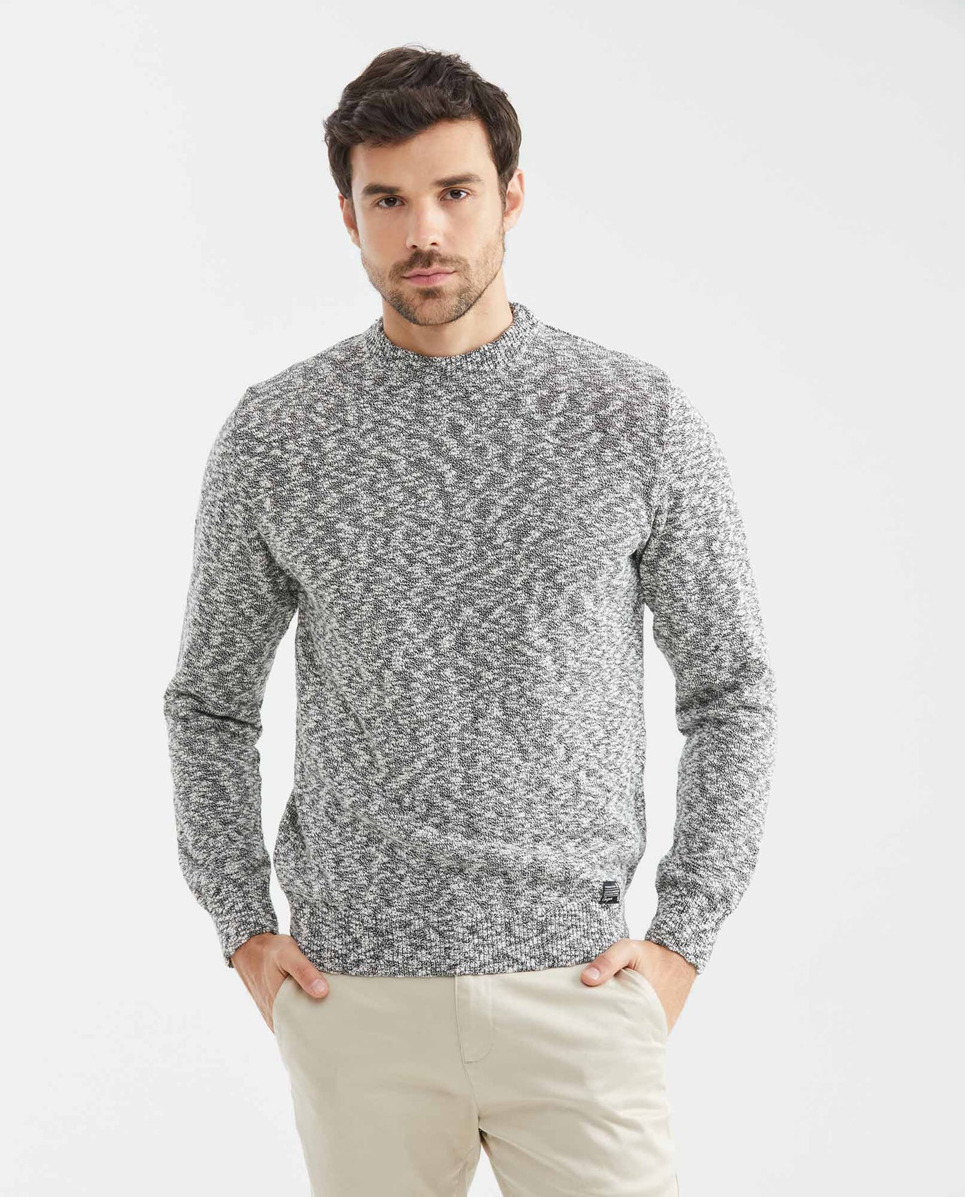 Men's Crew Neck Sweater Tanguis Cotton Irregular Texture Cotton-Acrylic - 2