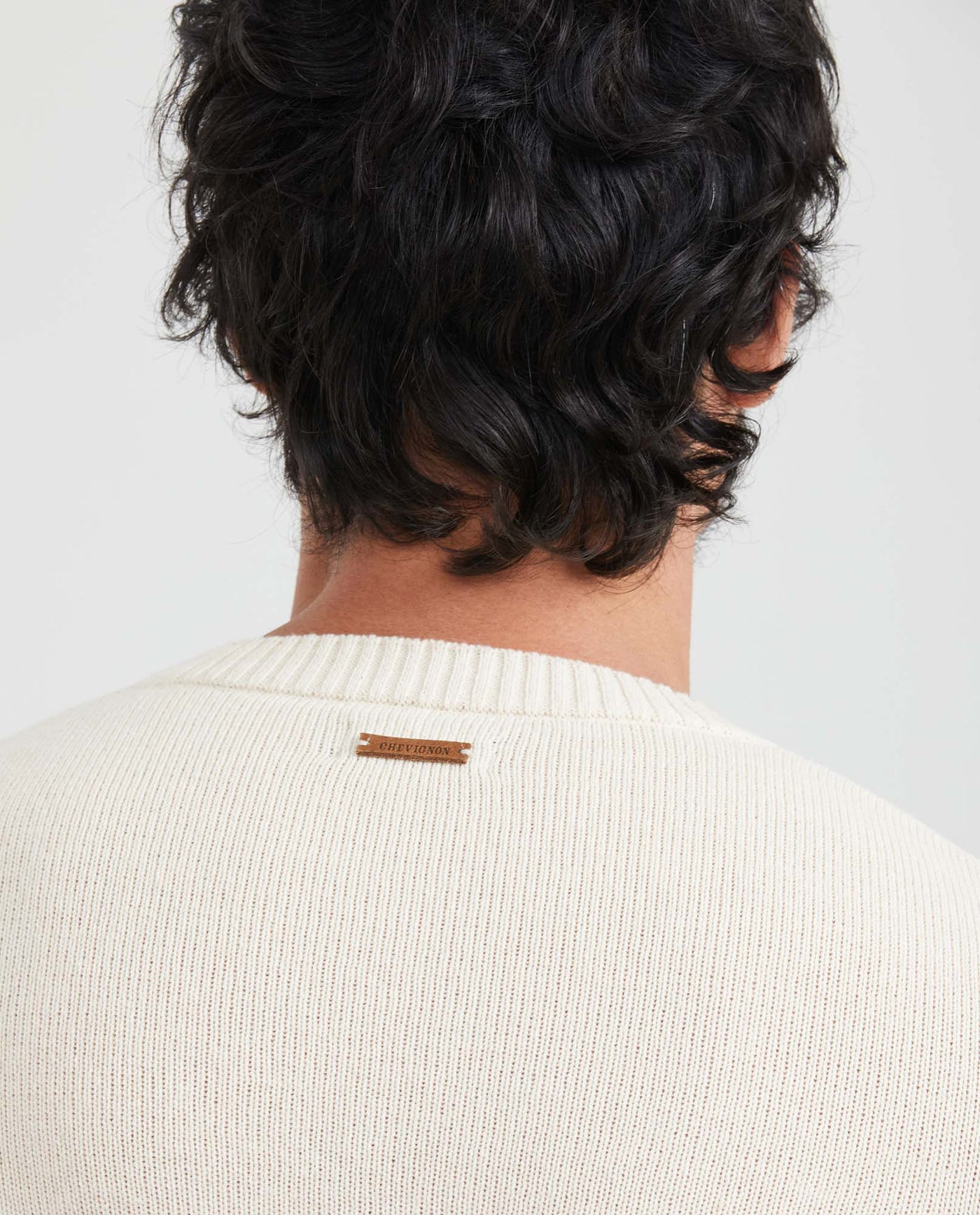Men's Round Neck Sweater Irregular Blocks Jersey Knit in Recycled Cotton Blend - 4