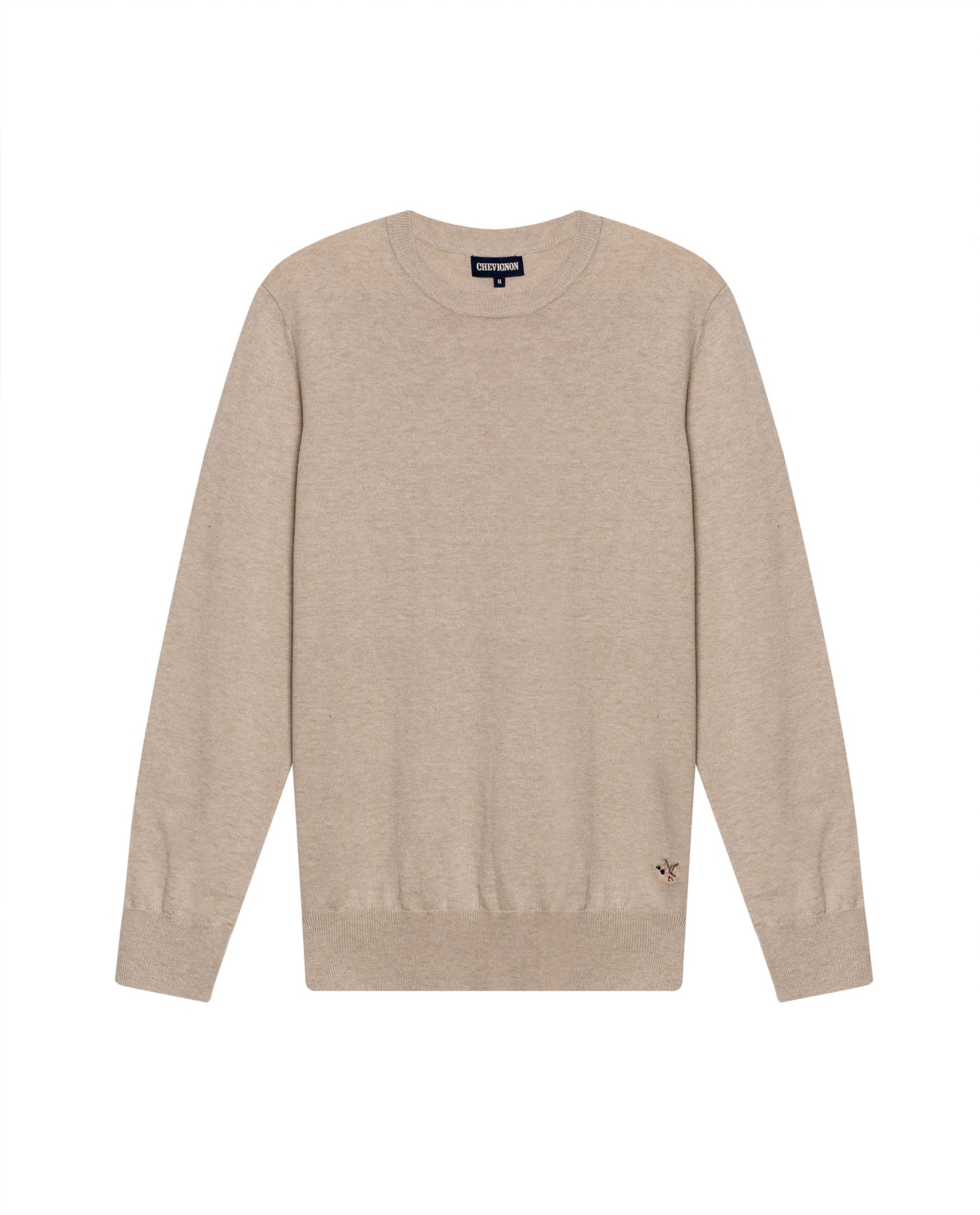 Mens Sweater Knit Regular Fit Crewneck Cotton Full Fashion Technique Heather Fiber Light Gauge Embroidered Duck - Raw 63_691H000_CRU110103_3