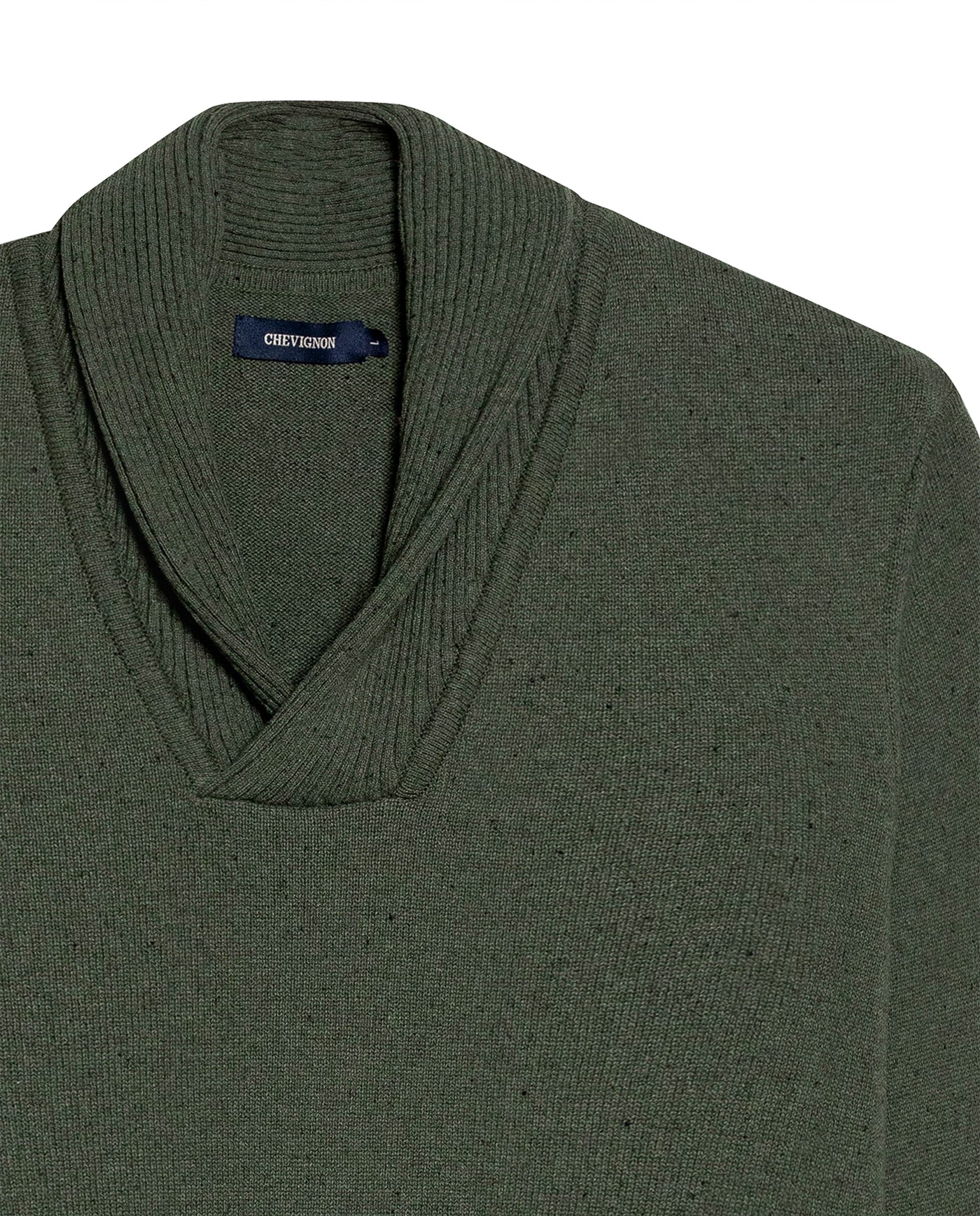 Mens Sweater Knit Shawl Collar Crossover Cotton Acrylic Recycled Cotton Textured Ribbed Heathered Light Gauge - Green 63_691H007_VER190622_8