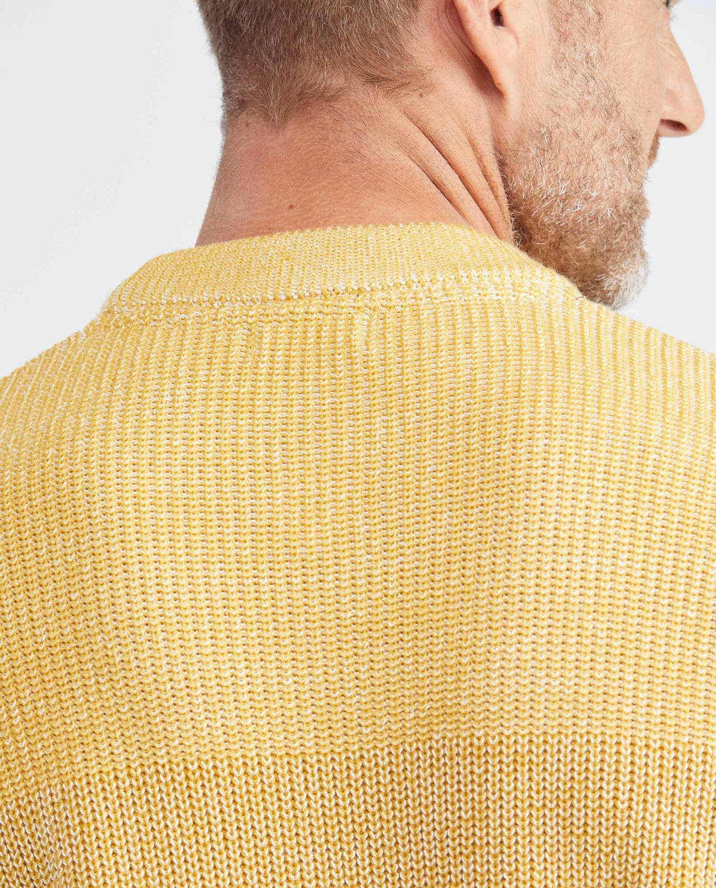 Men's Knit Sweater, Closed Crew Neck - Color Blocks - Yellow - 6
