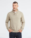 Men's Shawl Collar Sweater Crossed Ribbed 2-Button Jersey Melange
