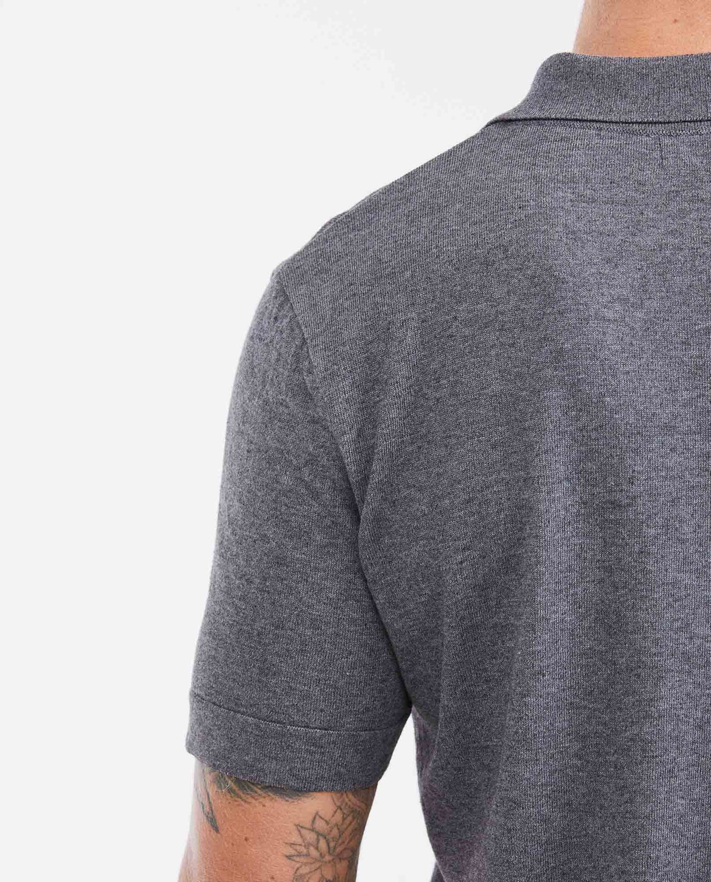 Men's Straight Fit Knitted Polo Shirt - Gray - 6