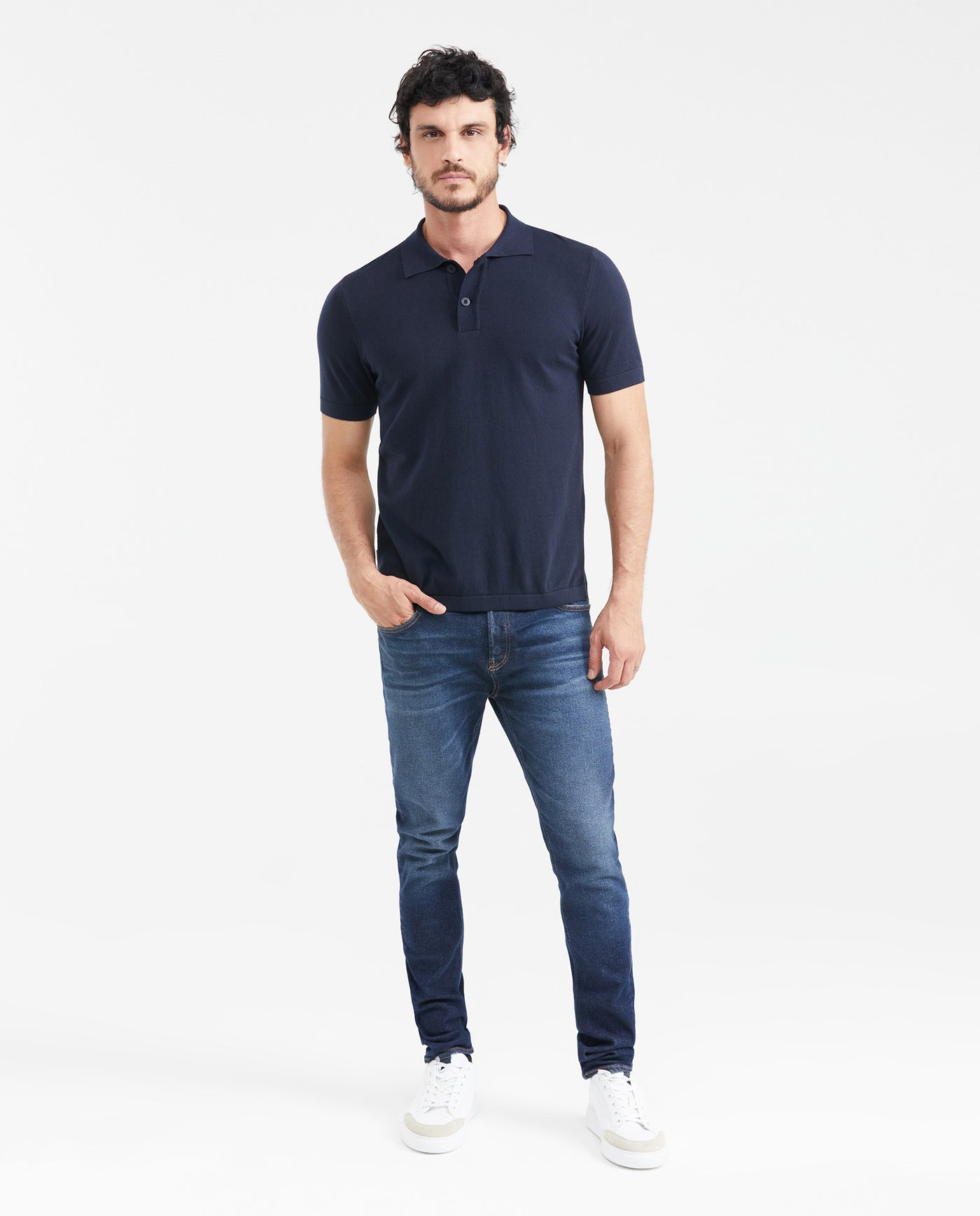 Men's Knit Polo Shirt Regular Fit Short Sleeve in Cotton 694G100 - 5