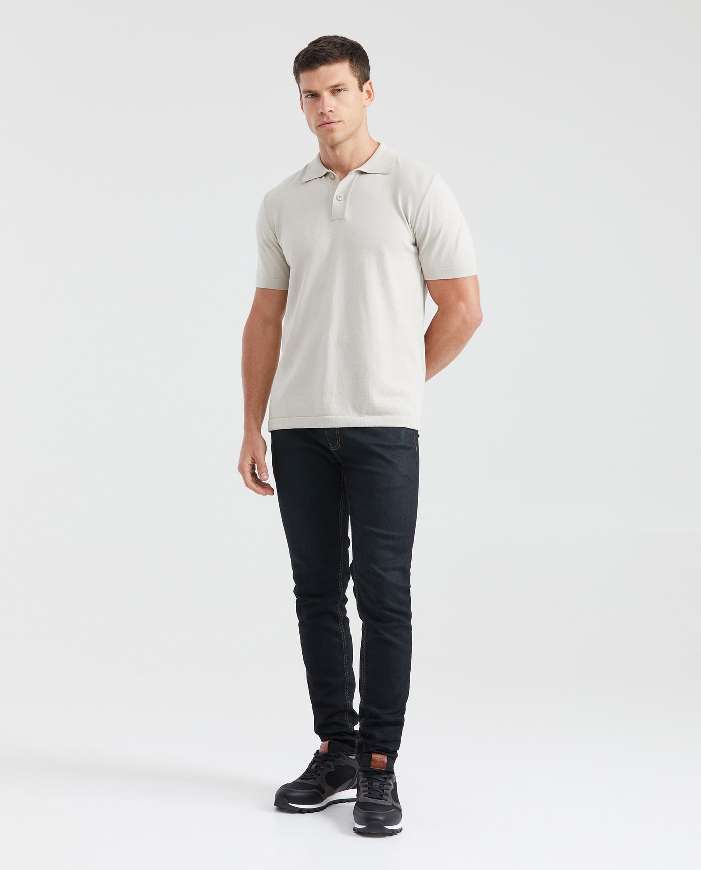 Men's Knit Polo Shirt Regular Fit Short Sleeve in Cotton 694G100 - 6