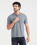 Men's Knit Polo Shirt Regular Fit Short Sleeve in Cotton