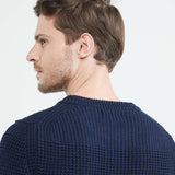 COTTON KNIT CREWNECK SWEATER IN NAVY