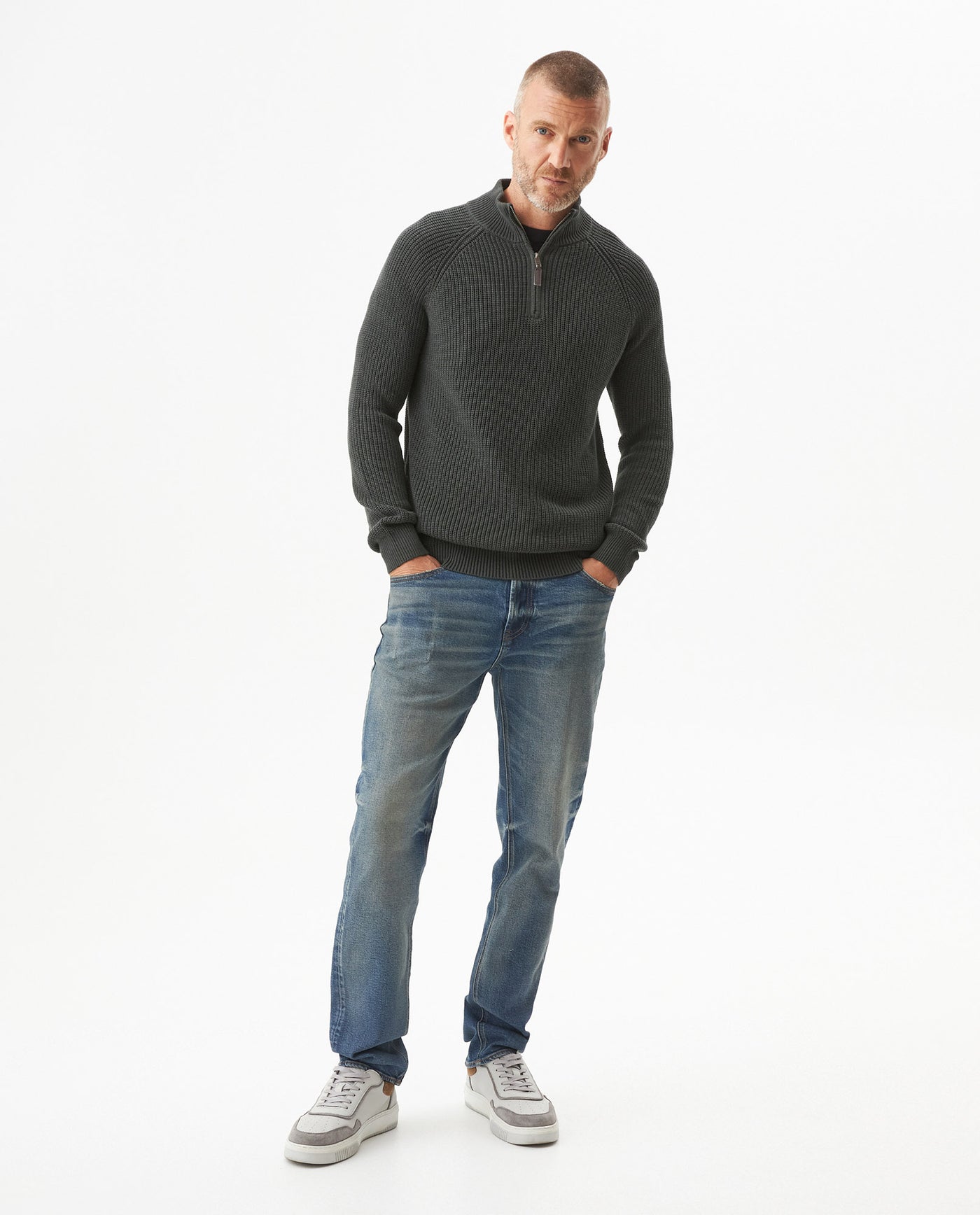Men's Quarter-Zip Sweater Raglan Sleeve in Cotton - 3
