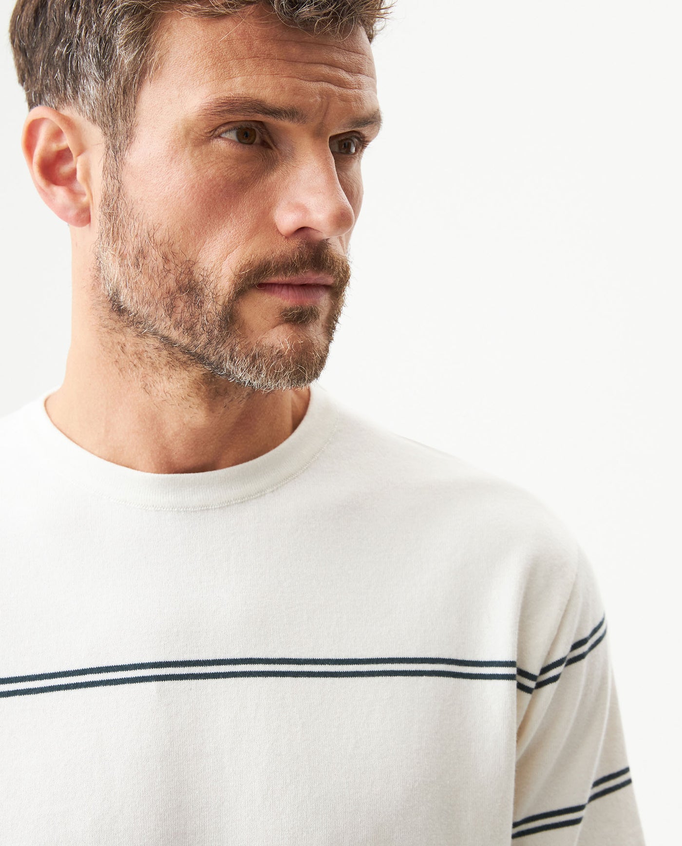 Men's Contrast Stripe Knit T-shirt, Midnight - 4