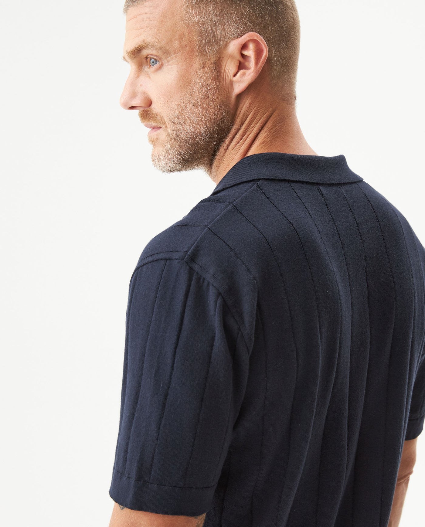 Men's Perforated Vertical Channel Knit Polo, Glow - 6