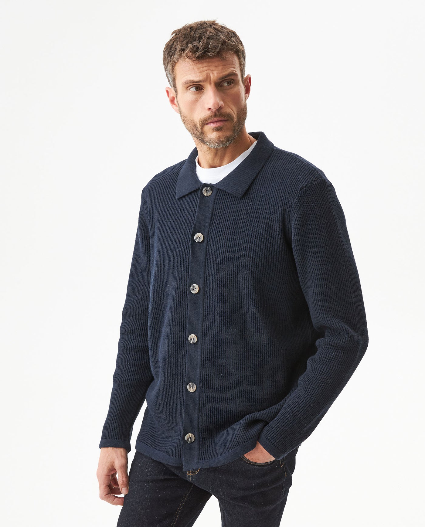 Men's Knit Sweater Shirt Style - Blue 63_699G011_AZU194030_0